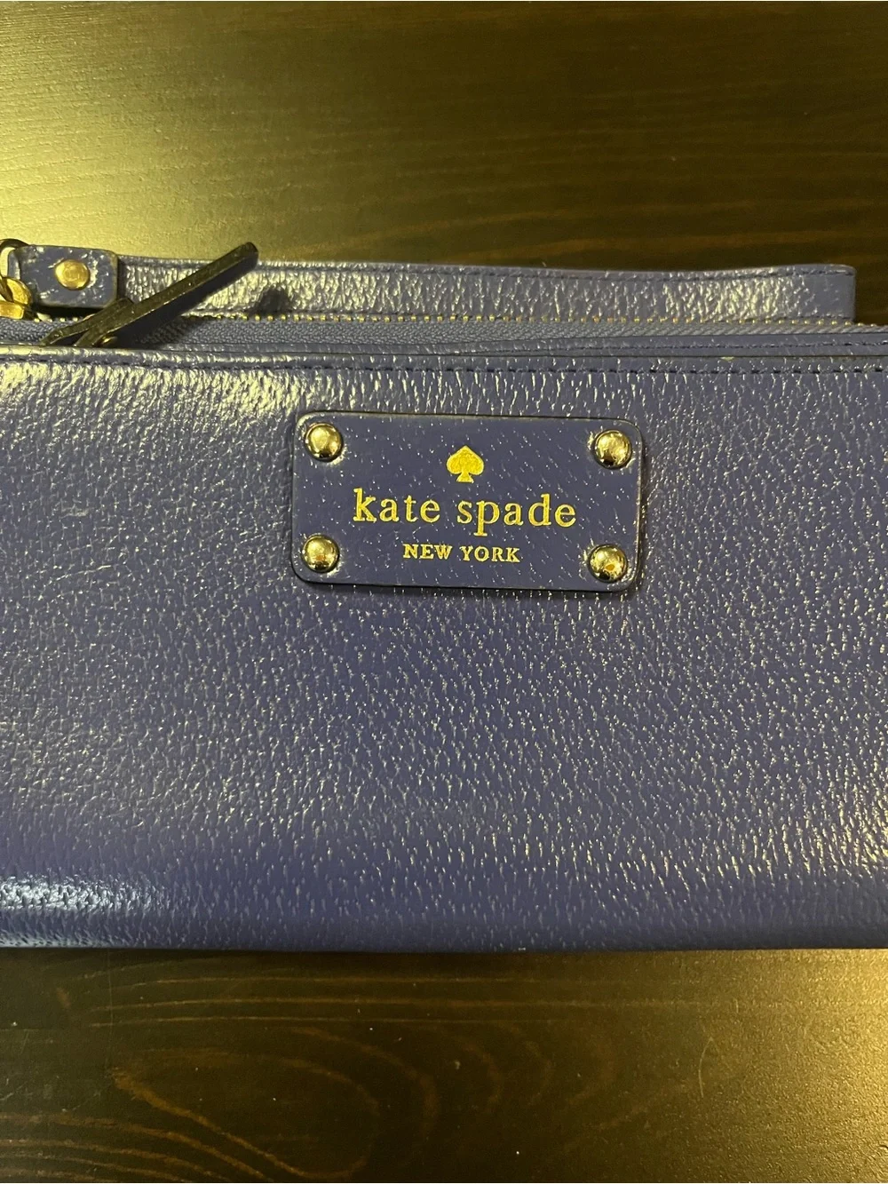 EUC Kate Spade Wellesley Layton Cobalt Blue Leather Wristlet Wallet